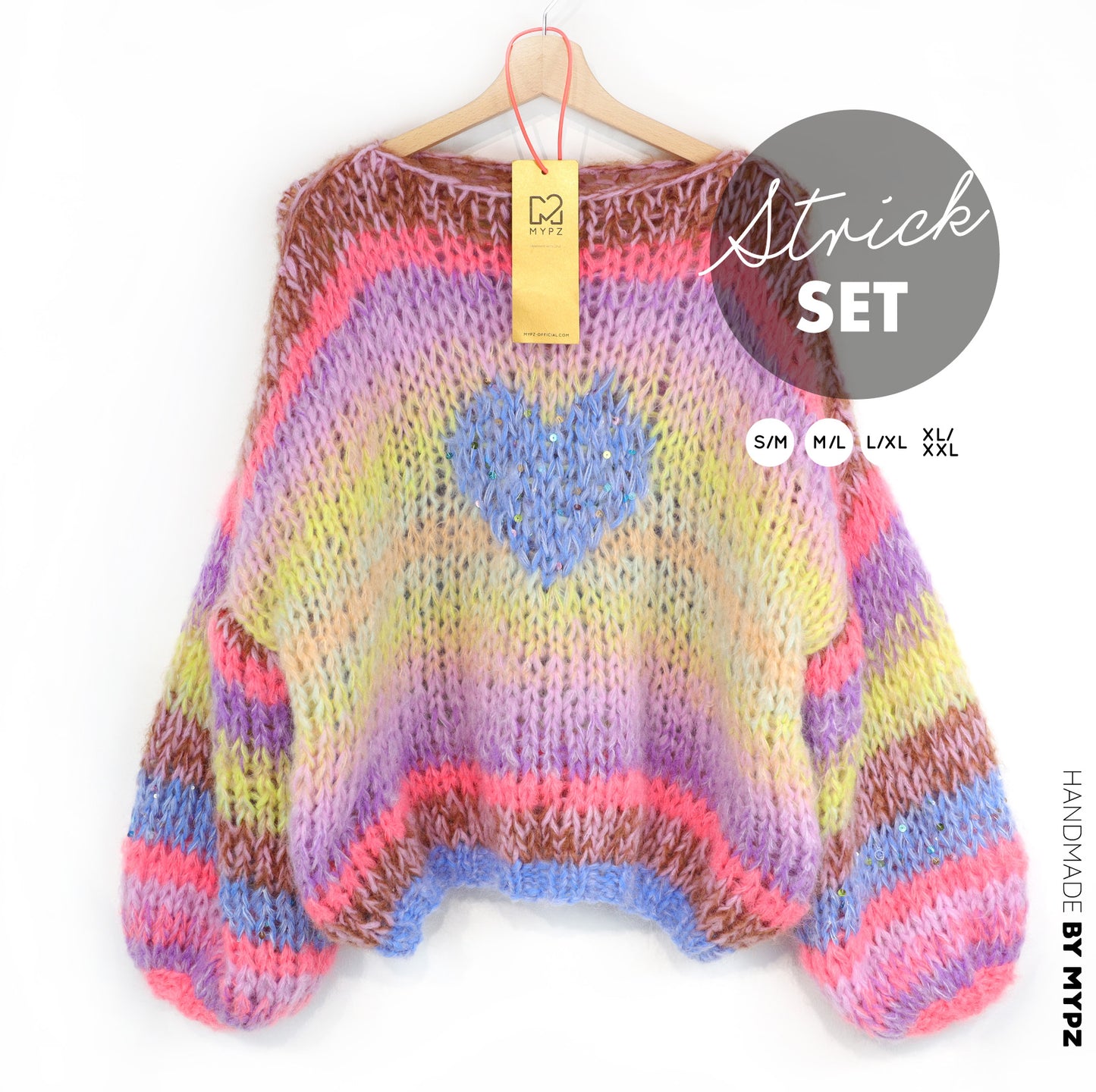 Knitting Kit – MYPZ Short Chunky Alpaca-Mohair Pullover Lake No15 (ENG-NL-DE)