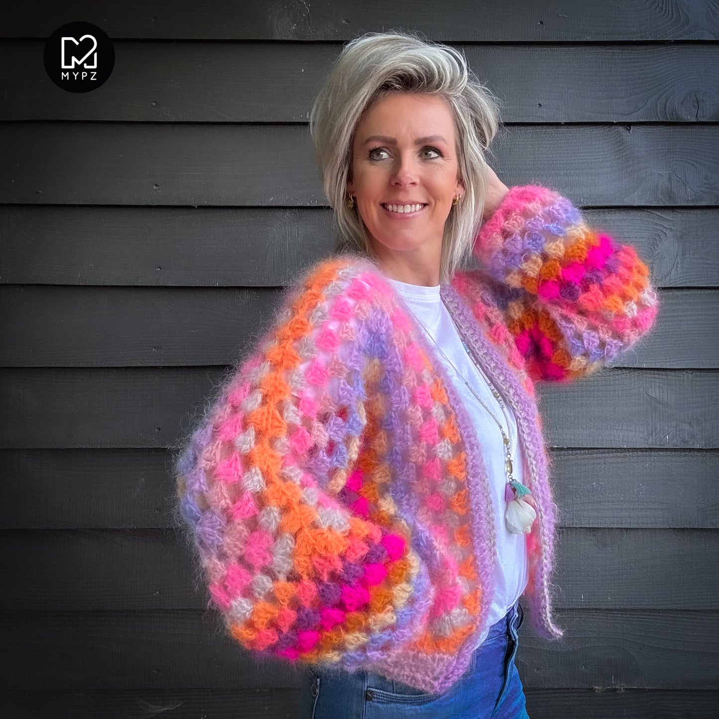 Crochet kit - MYPZ Hexagon Cardigan Pink Vibes (ENG-NL-DE)
