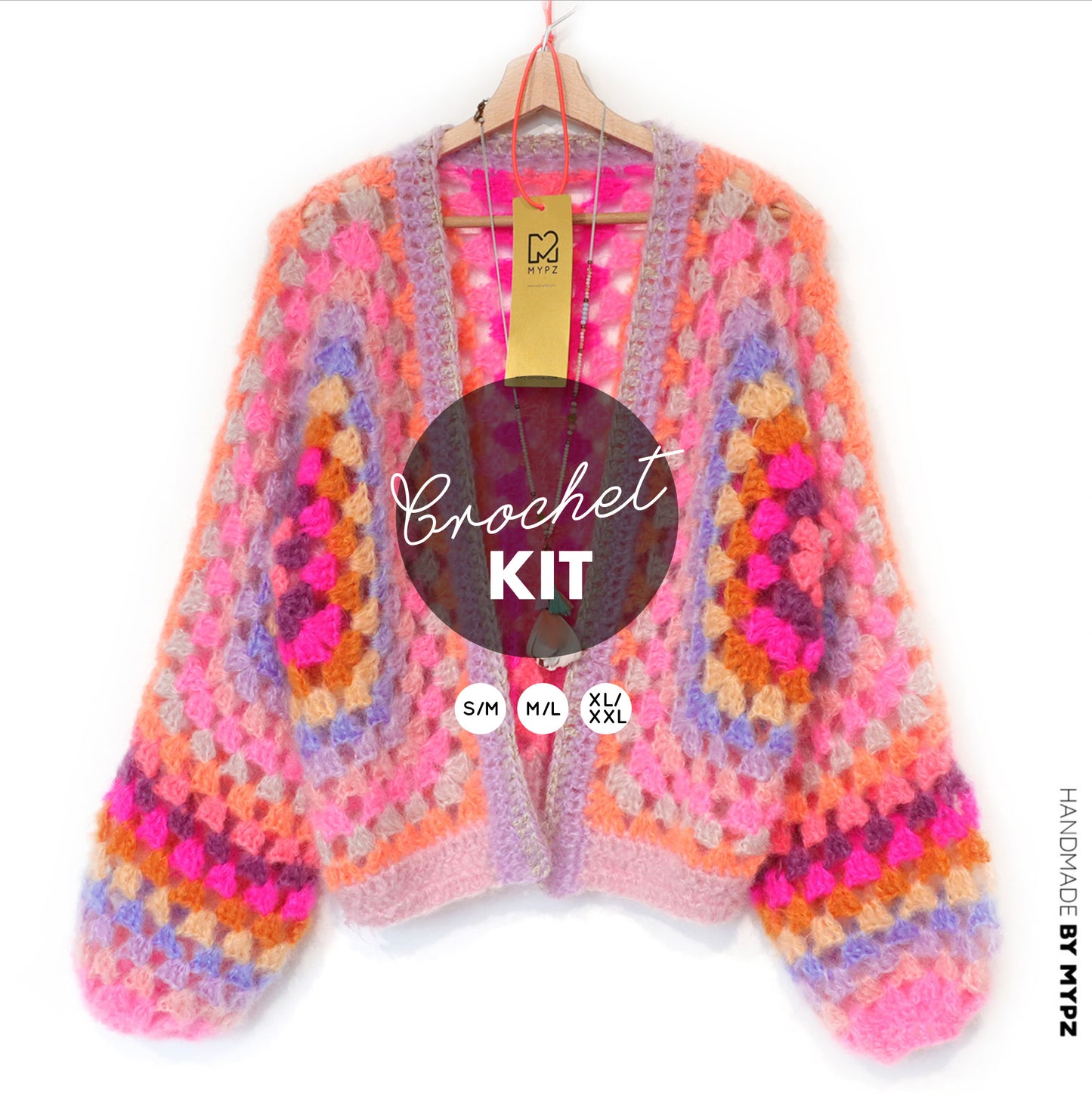 Crochet kit - MYPZ Hexagon Cardigan Pink Vibes (ENG-NL-DE)