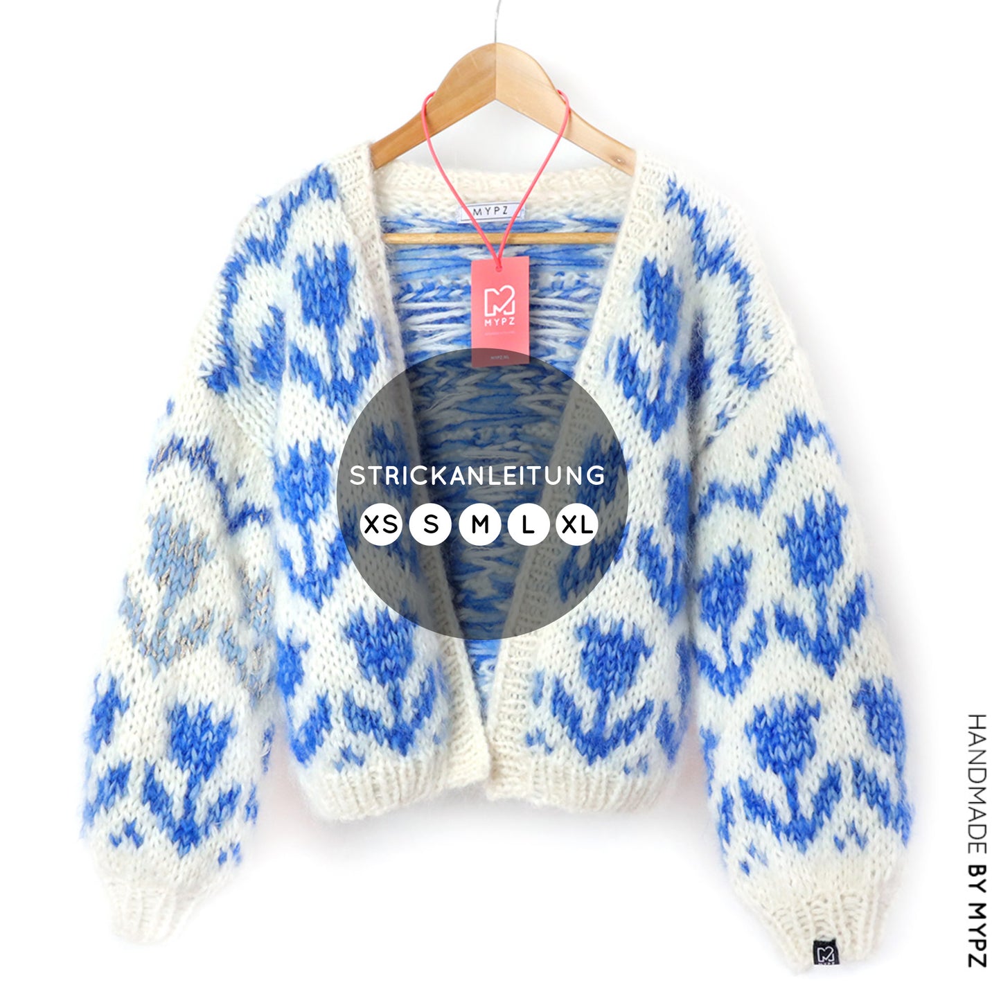 Knitting Pattern – MYPZ Chunky Bomber Cardigan Tulips Blue No.9 (ENG-NL-DE)