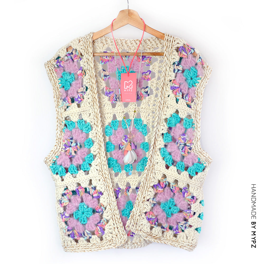 MYPZ Chunky woolen Granny Gilet Sea