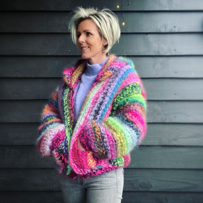 MYPZ mohair bomber cardigan with hoodie