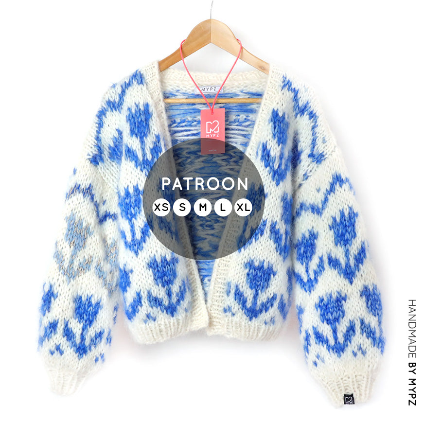 Knitting Pattern – MYPZ Chunky Bomber Cardigan Tulips Blue No.9 (ENG-NL-DE)