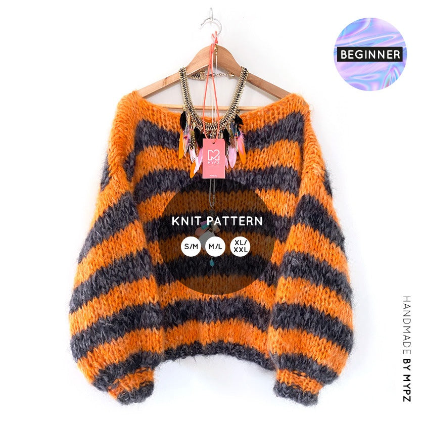 Knit pattern – MYPZ Basic Chunky Mohair Pullover Orange-black for