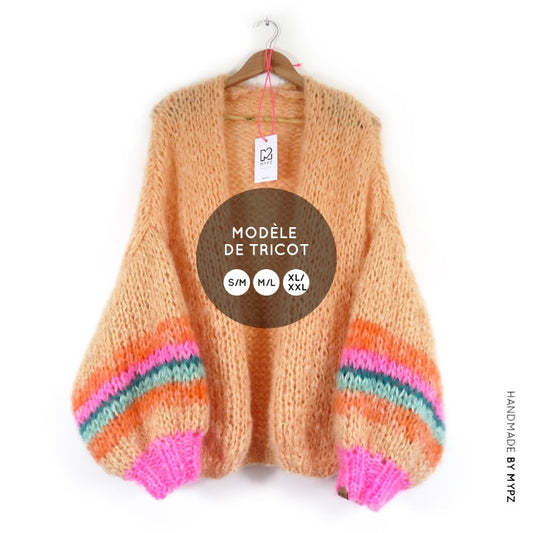 MYPZ modele de tricot Modèle de tricot VESTE EN GROSSE MAILLE EN TWEED