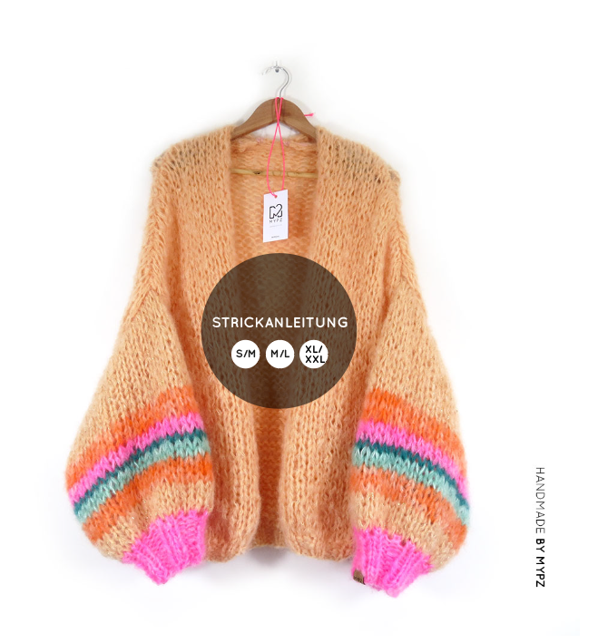 Knit pattern – MYPZ basic chunky cardigan Creme No.15 (ENG-NL-ES-DE-FR)