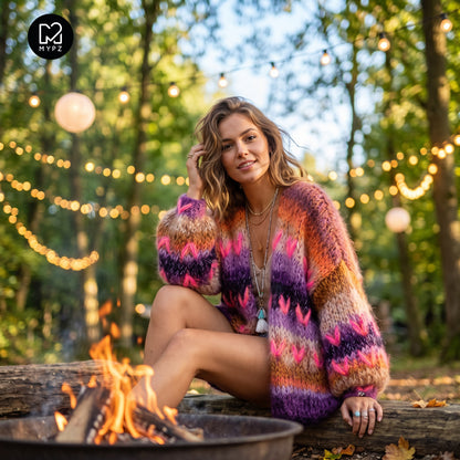 Knitting Kit – MYPZ Chunky Mohair Cardigan Boho Firefly No.15 (ENG-NL-DE)