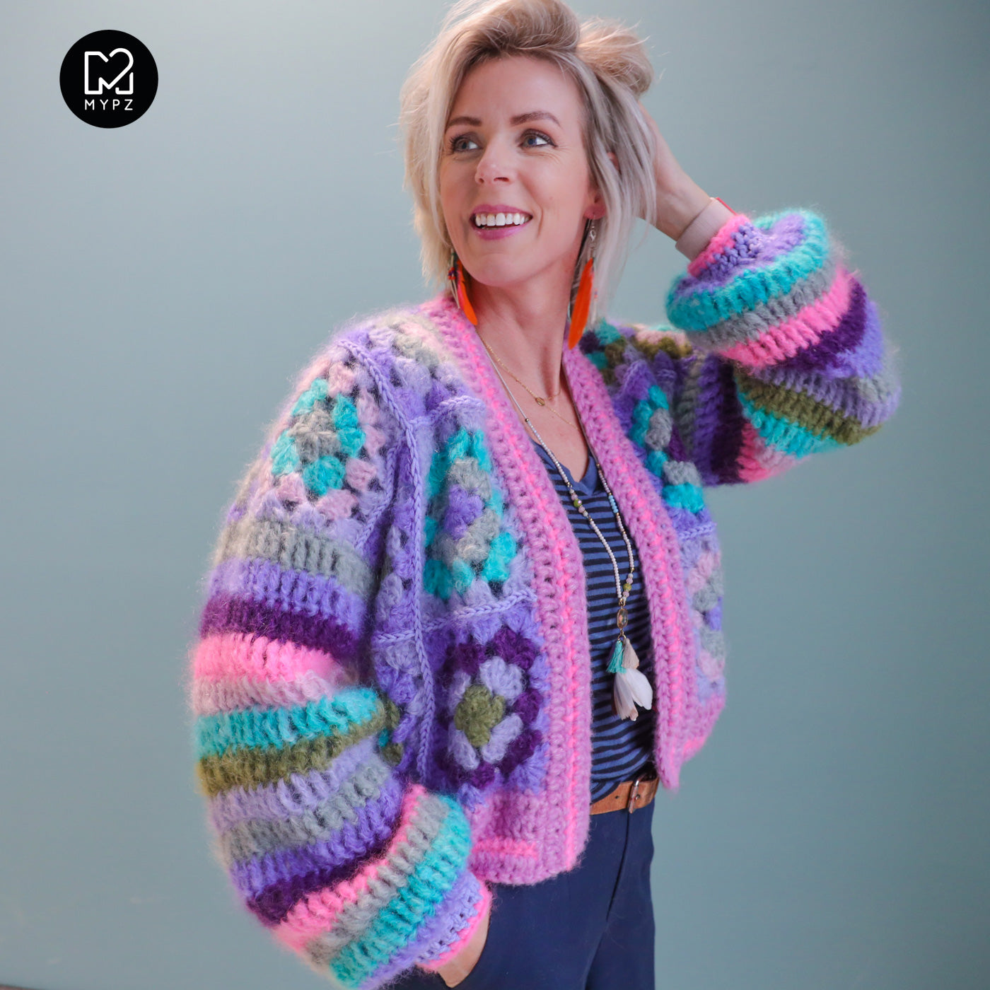 Crochet pattern - MYPZ Granny mohair cardigan Purple Candy (ENG-NL-DE)