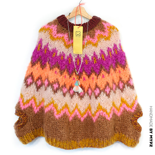 Knit pattern – MYPZ Chunky Topdown Mohair Poncho Brownberry No.12 (ENG-DE-NL-ES-FR-IT-DA-SV-NO)