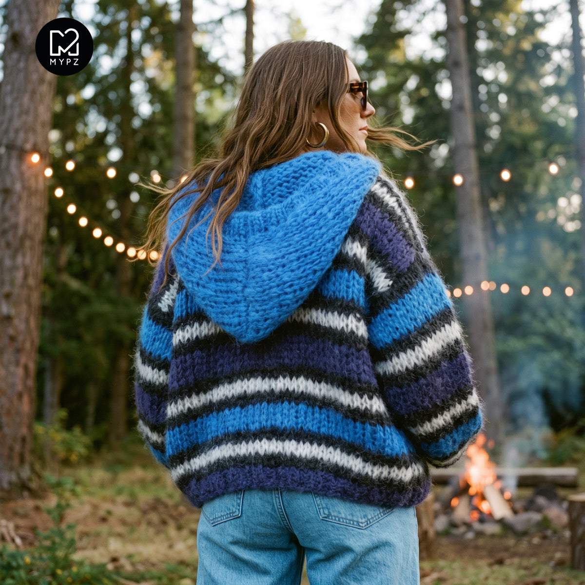 Knitting Kit – MYPZ Chunky Mohair Bomber Cardigan Blue No.15 (ENG-DE-NL-ES-FR-IT-DA-SV-NO)