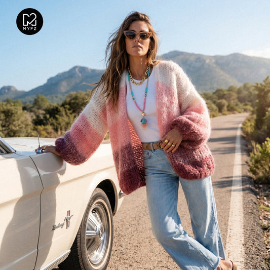 Knitting Kit – MYPZ Chunky Mohair Cardigan Gradient Melon No.15 (ENG-NL-DE)