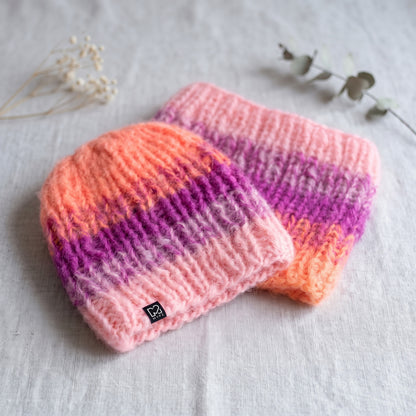 Knitting pattern – Gradient chunky mohair hat + snood (ENG-DE-NL-ES-FR-IT-DA-SV-NO)