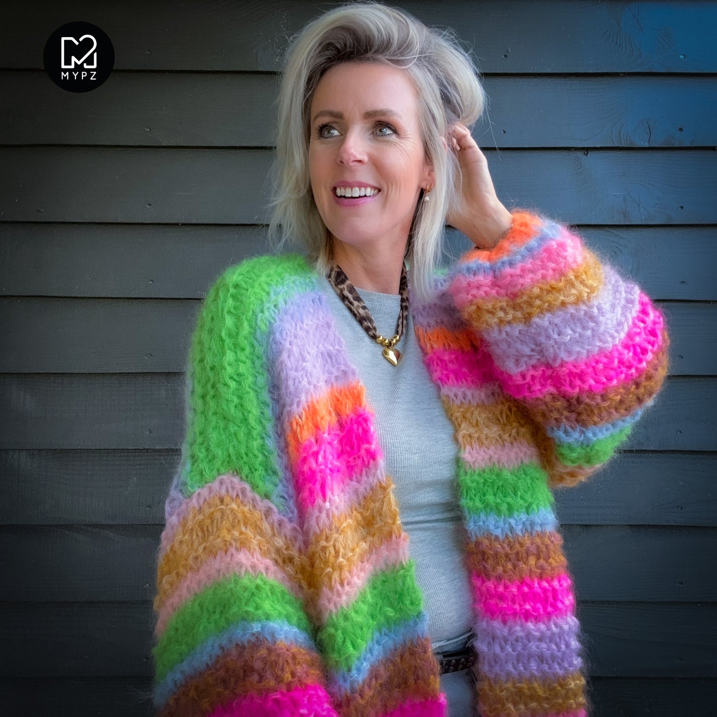 Knitting Kit – MYPZ Chunky Mohair Cardigan Rainbow Sorbet No.15 (ENG-NL-DE)