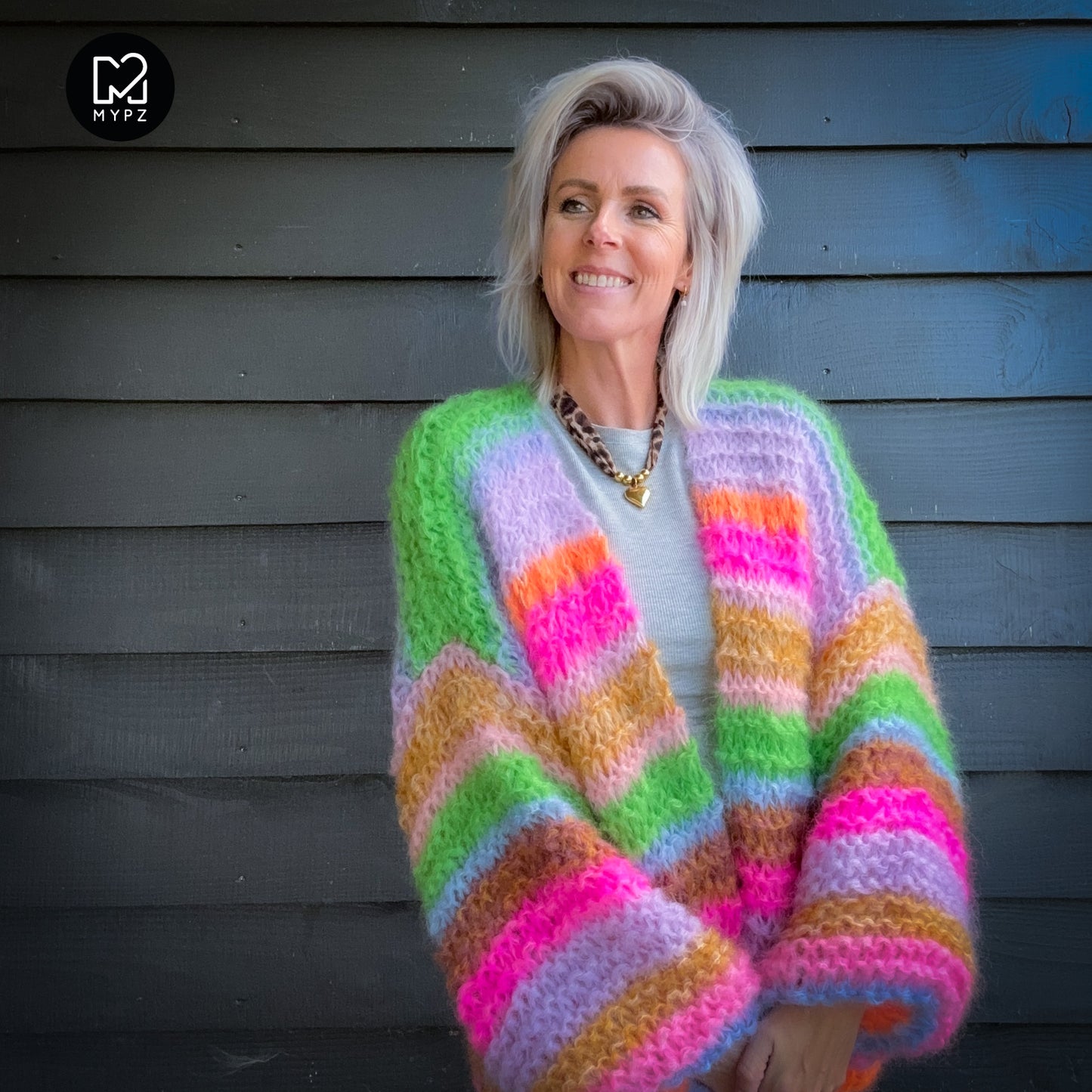 Knitting Kit – MYPZ Chunky Mohair Cardigan Rainbow Sorbet No.15 (ENG-NL-DE)