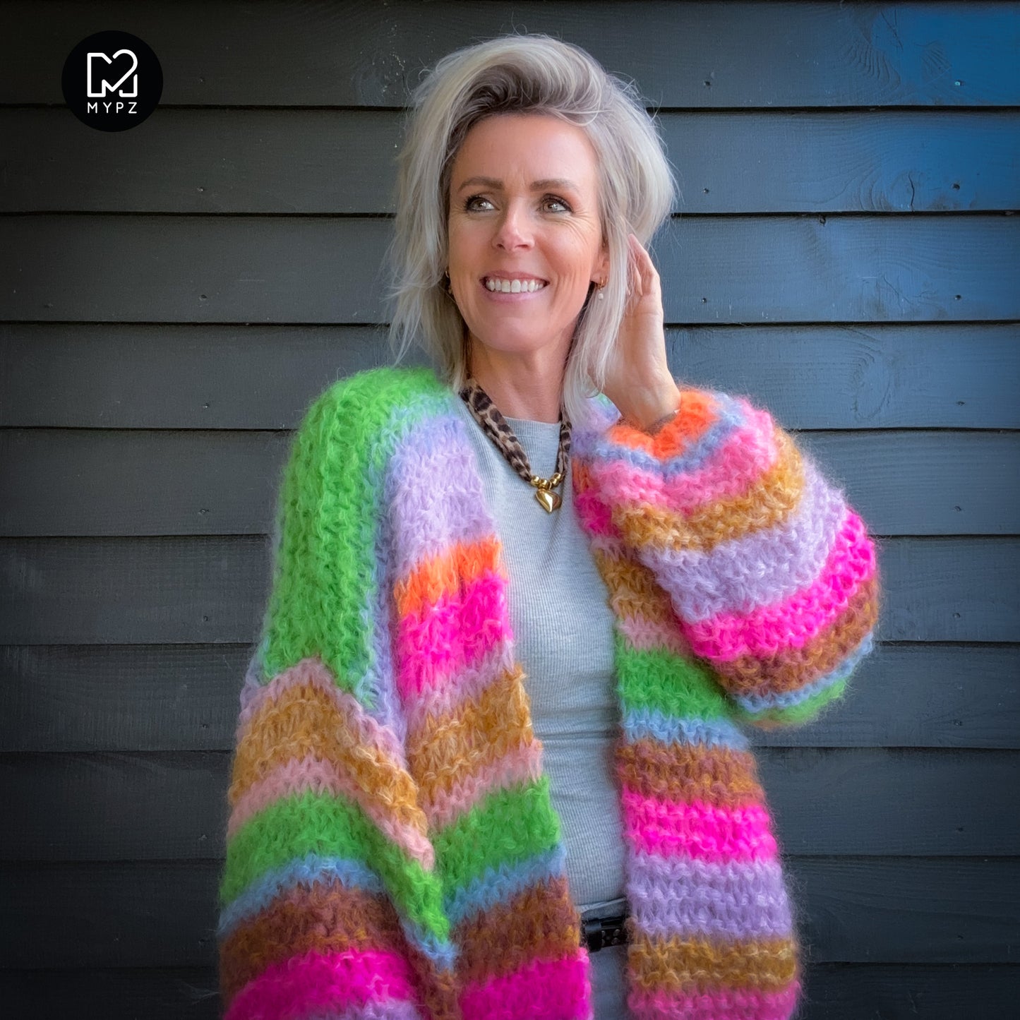 Knitting Kit – MYPZ Chunky Mohair Cardigan Rainbow Sorbet No.15 (ENG-NL-DE)