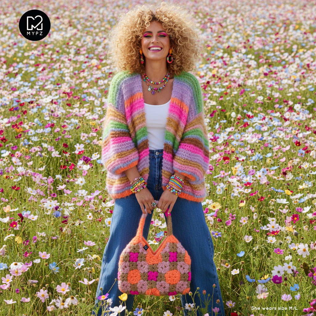 Knitting Kit – MYPZ Chunky Mohair Cardigan Rainbow Sorbet No.15 (ENG-NL-DE)