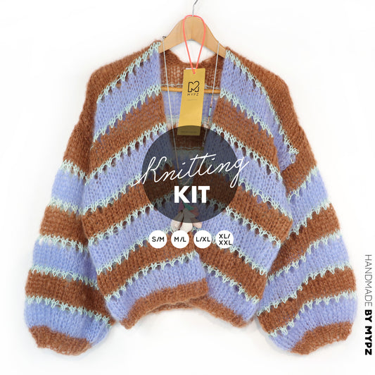 Knitting kit – MYPZ Light Mohair Cardigan Royal Coco No10 (ENG-NL-DE)
