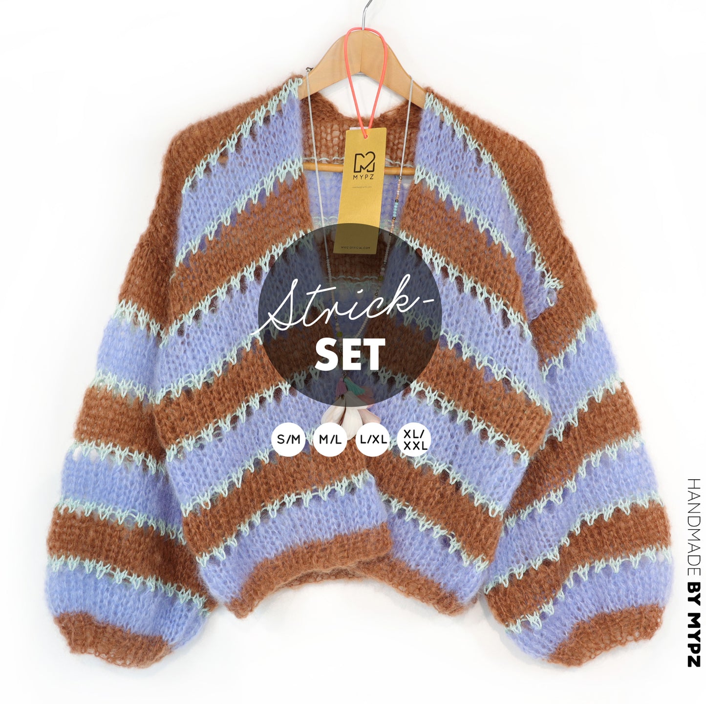 Knitting kit – MYPZ Light Mohair Cardigan Royal Coco No10 (ENG-NL-DE)