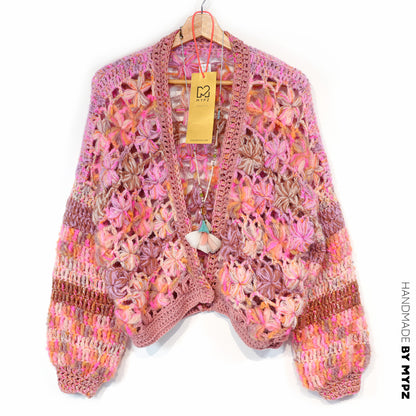 Crochet pattern - MYPZ Short Wildflower cardigan Pecan (ENG-DE-NL-ES-FR-IT-DA-SV-NO)