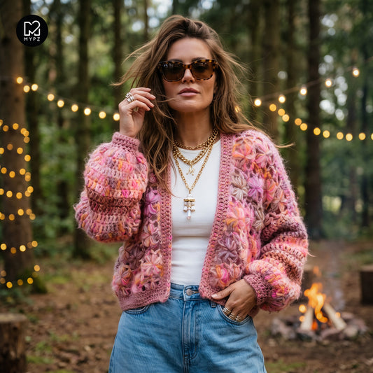Crochet pattern - MYPZ Short Wildflower cardigan Pecan (ENG-DE-NL-ES-FR-IT-DA-SV-NO)