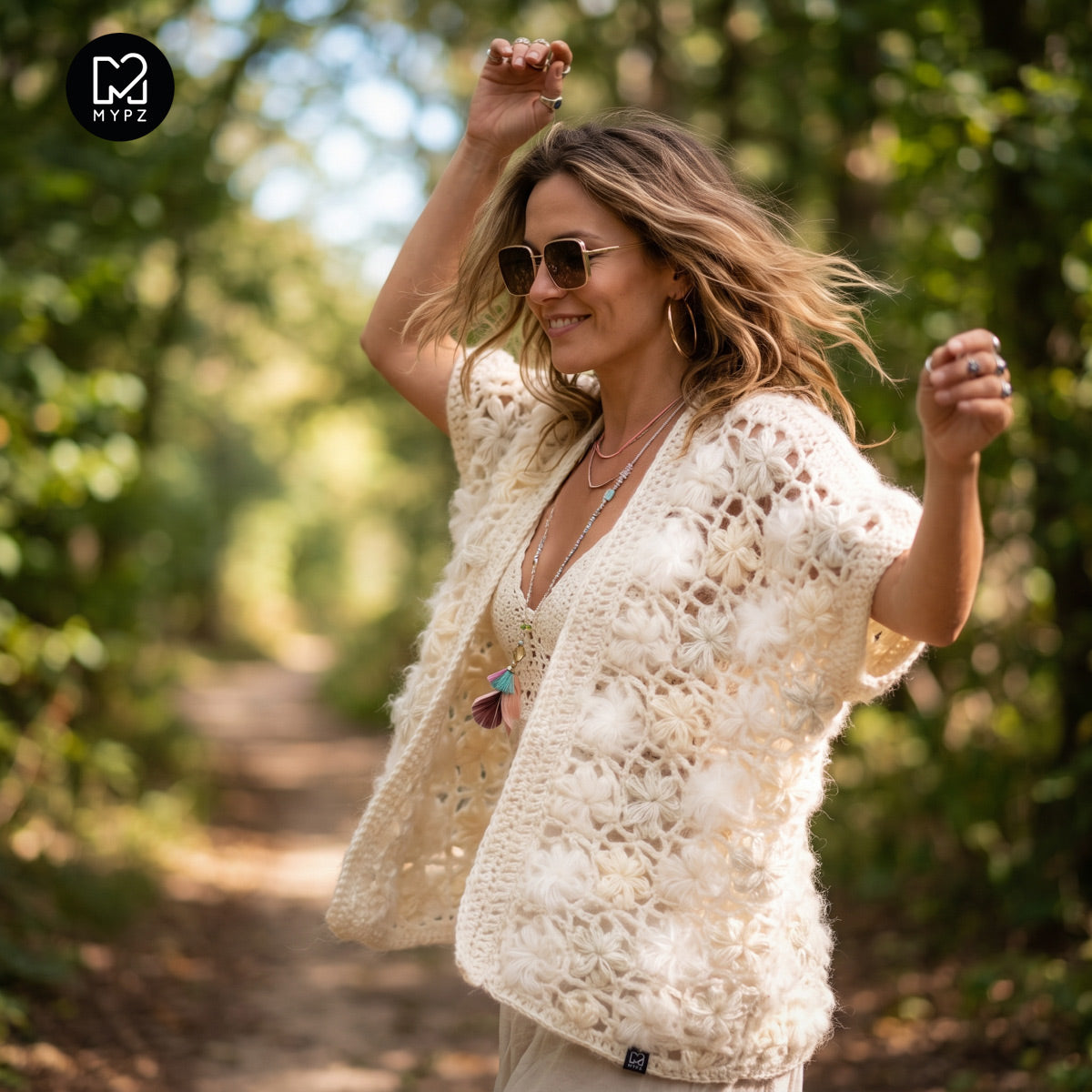 Crochet kit - MYPZ Wildflower cardigan Shades of White (ENG-NL-DE-FR-ES)