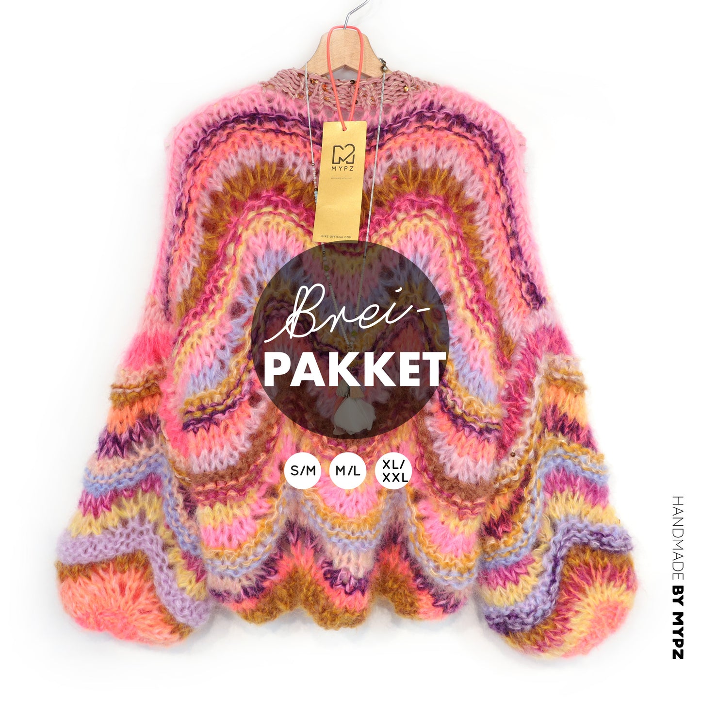 Knitting Kit – Chunky Mohair Pullover Colorflow Wave No.12 (ENG-NL-DE)