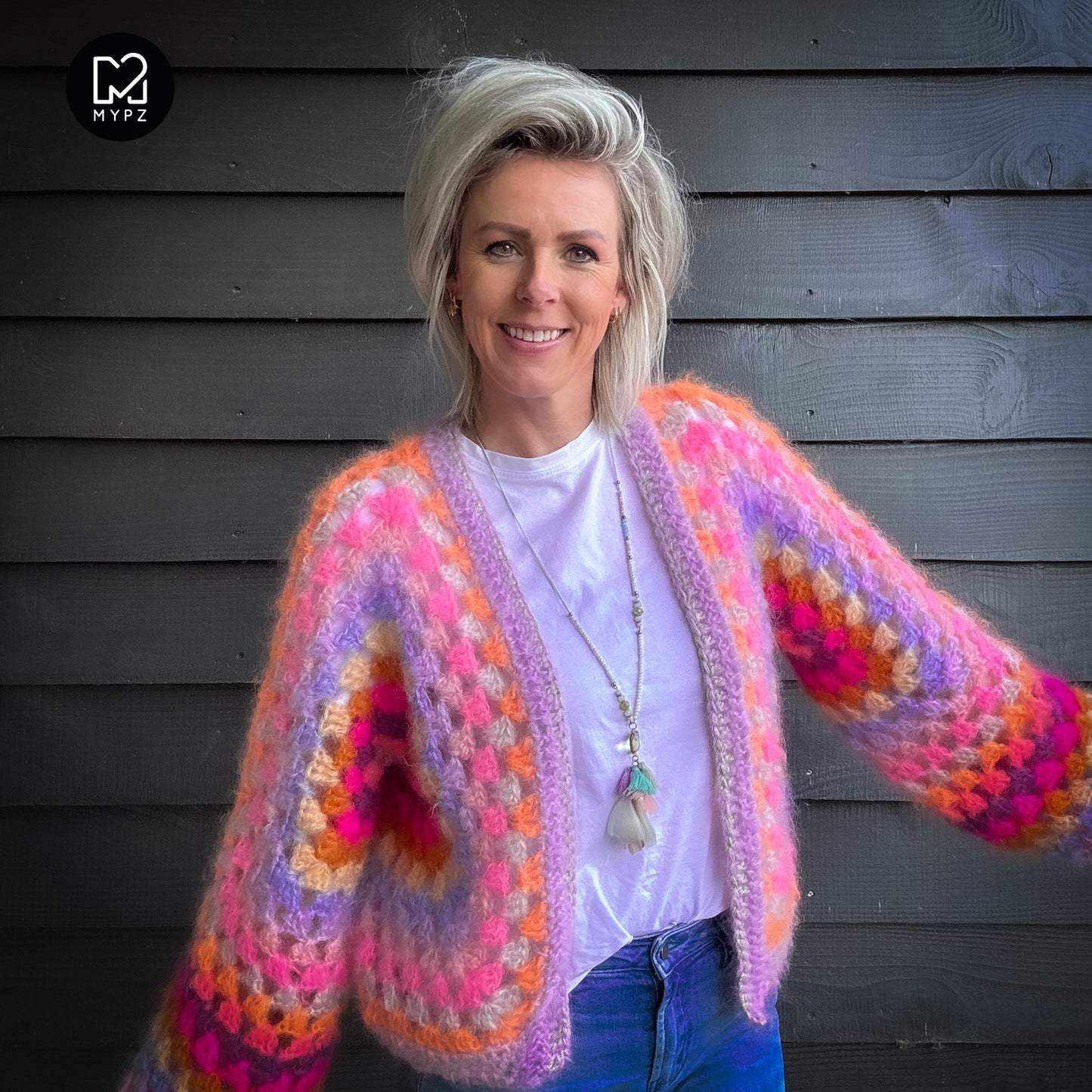 Crochet kit - MYPZ Hexagon Cardigan Pink Vibes (ENG-NL-DE)