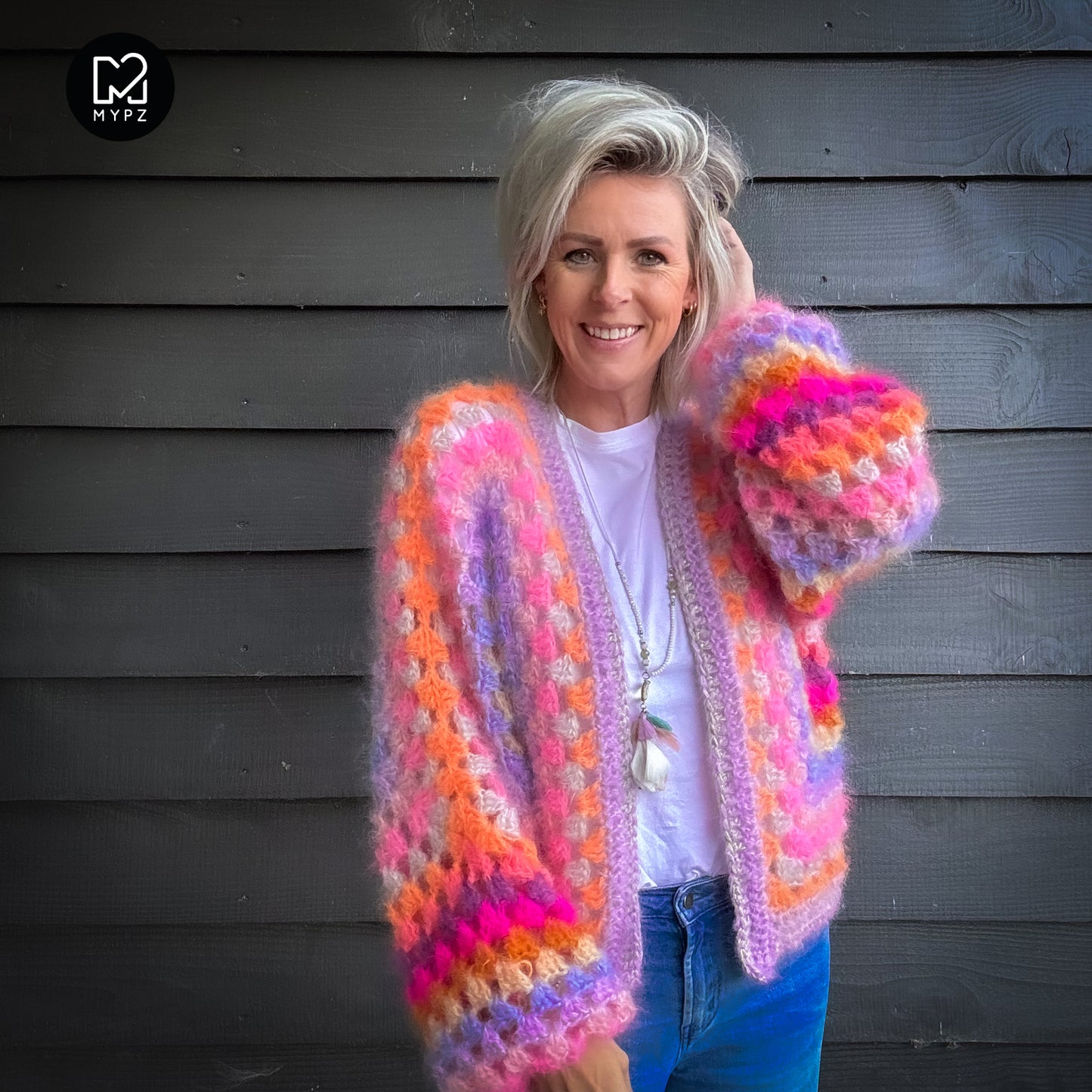 Crochet kit - MYPZ Hexagon Cardigan Pink Vibes (ENG-NL-DE)