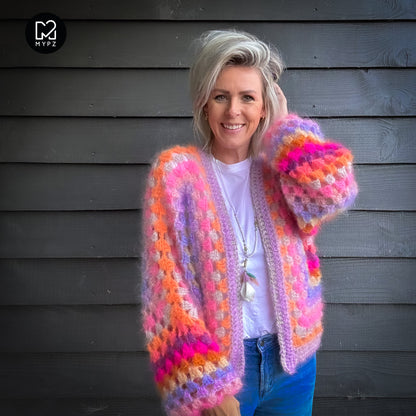 Crochet kit - MYPZ Hexagon Cardigan Pink Vibes (ENG-NL-DE)