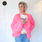 MYPZ Chunky Mohair Cardigan Orange-Pink