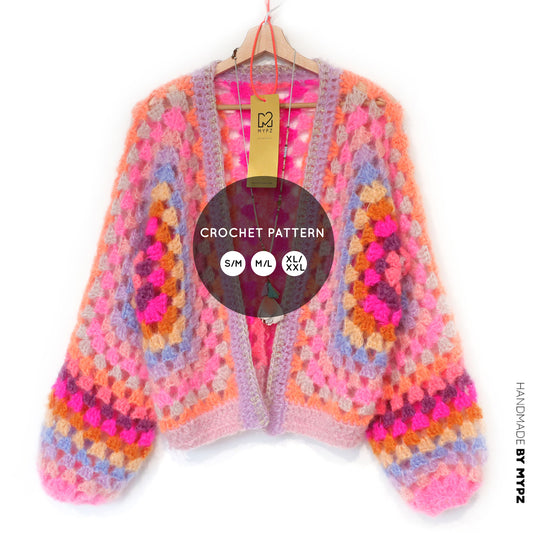 Crochet pattern - MYPZ Hexagon Cardigan Pink Vibes (ENG-NL-DE)