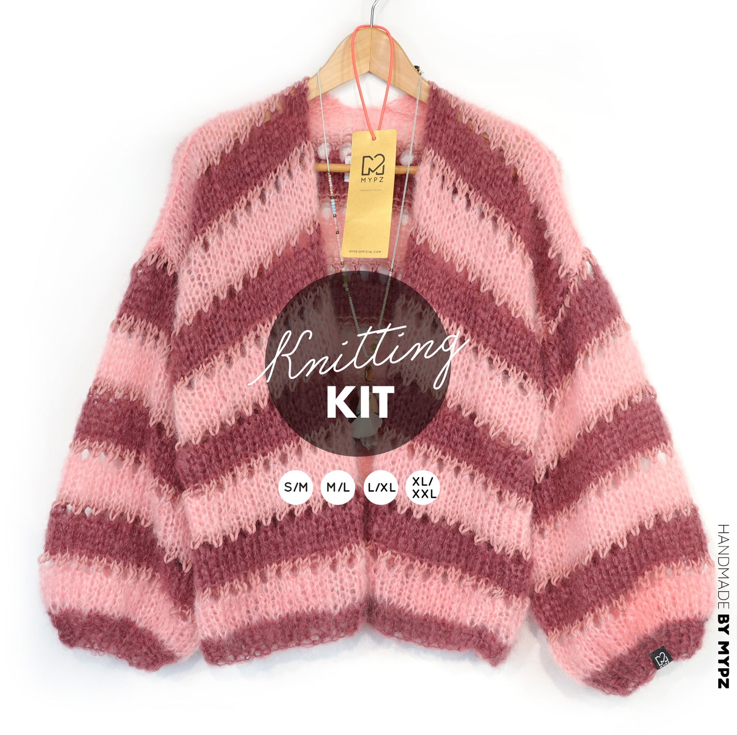Knitting kit – MYPZ Short Light Mohair Cardigan Rose Burgundy No10 (ENG-NL-DE-FR-ES)