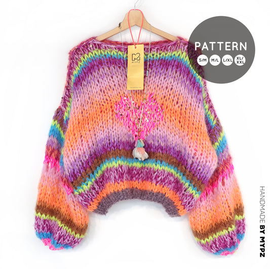 Knit pattern – MYPZ Short Chunky Pullover Neon Hearts No15 (ENG-NL-DE)