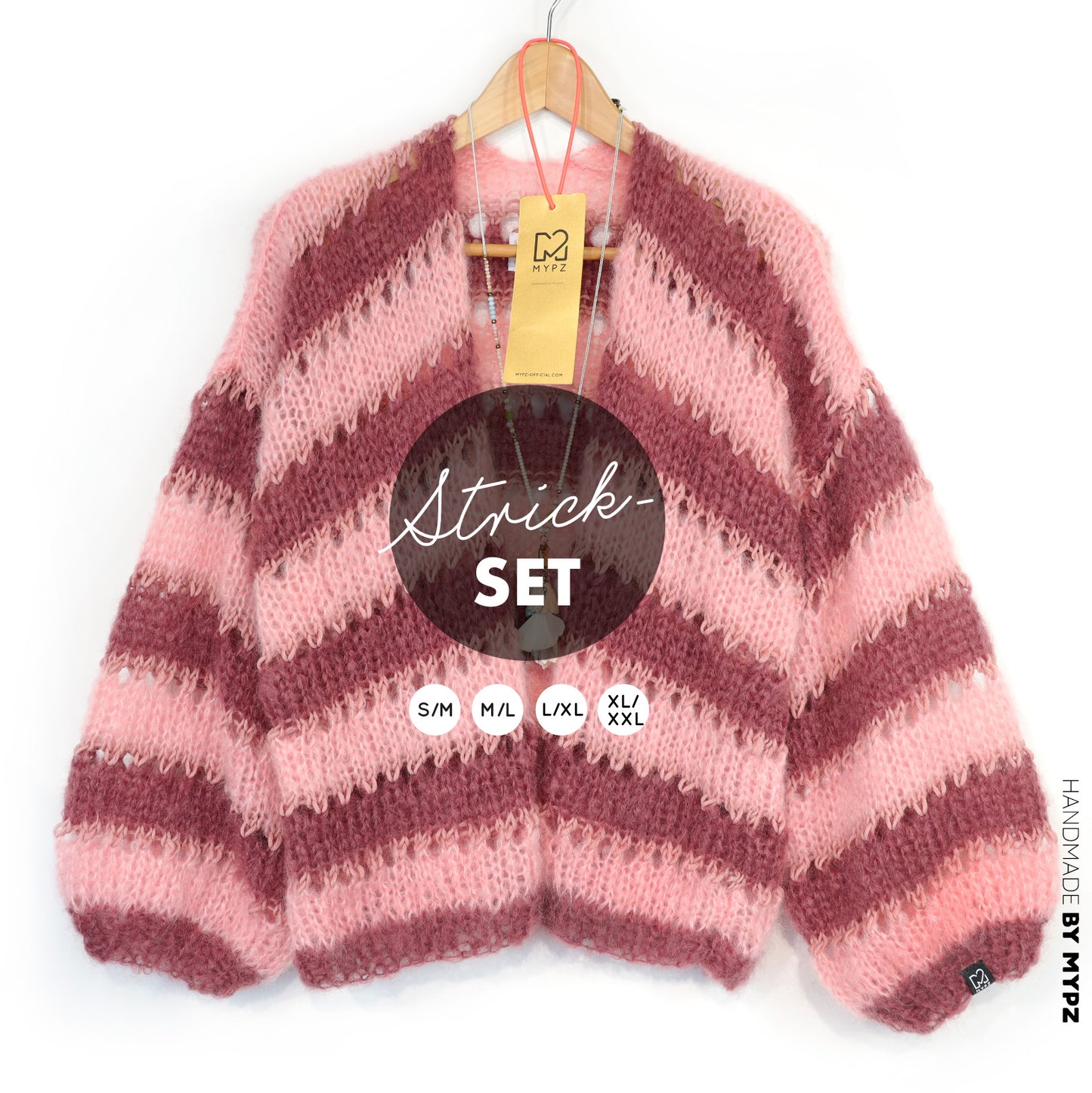 Knitting kit – MYPZ Short Light Mohair Cardigan Rose Burgundy No10 (ENG-NL-DE-FR-ES)