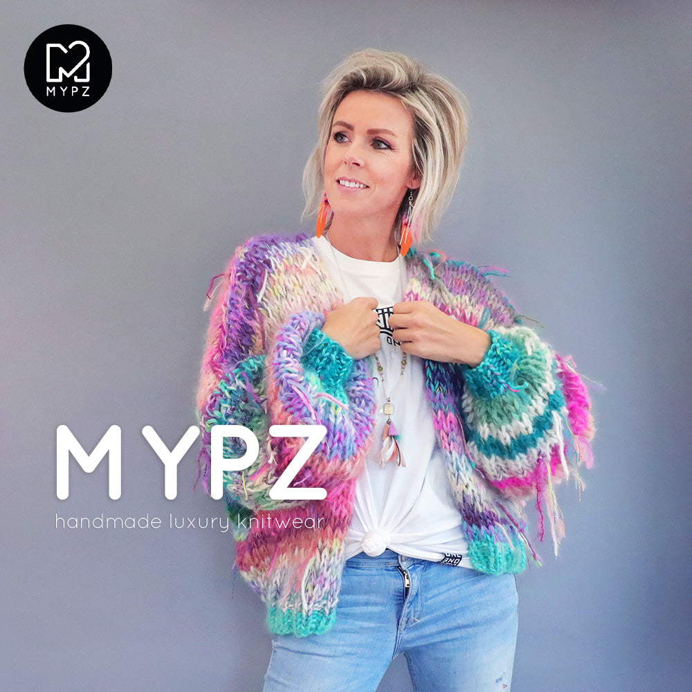 MYPZ Short Chunky Mohair Cardigan Mixed